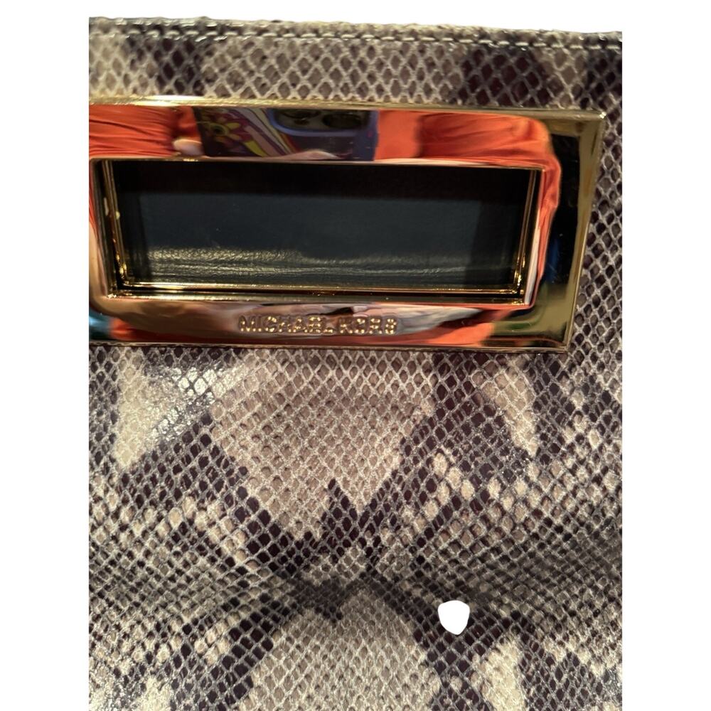 Michael Kors Beige Python Berkeley clutch - image 4